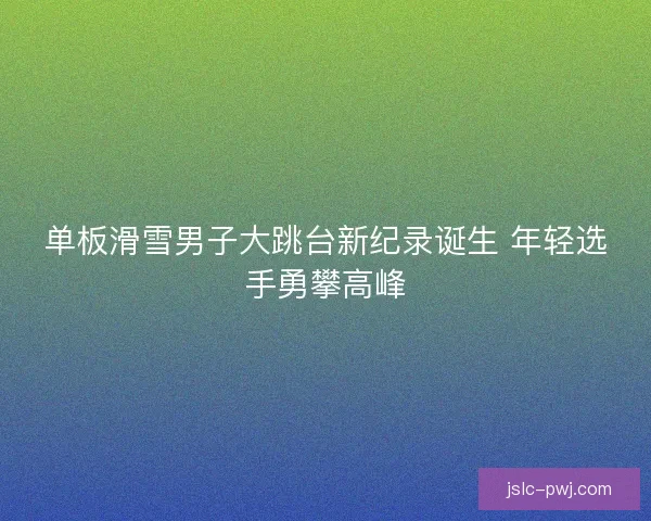 单板滑雪男子大跳台新纪录诞生 年轻选手勇攀高峰